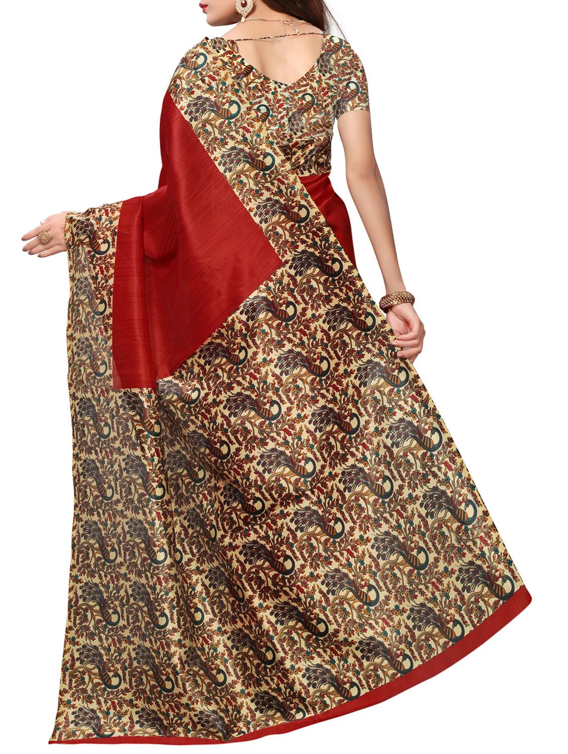 Contrast border mysore silk saree with blouse - 15518149 - Zoom Image - 2