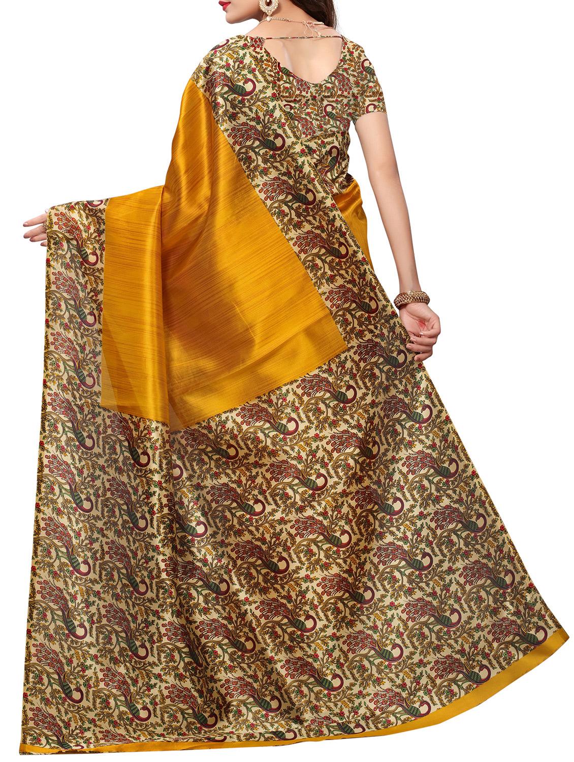 Contrast border mysore silk saree with blouse - 15518150 - Zoom Image - 2