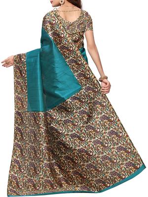 Contrast border mysore silk saree with blouse - 15518152 - Standard Image - 2
