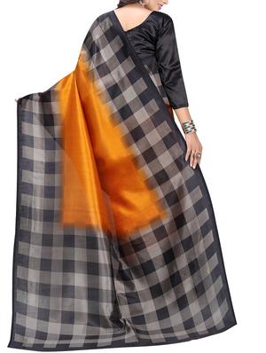 Chequered border mysore silk saree with blouse - 15518156 - Standard Image - 2