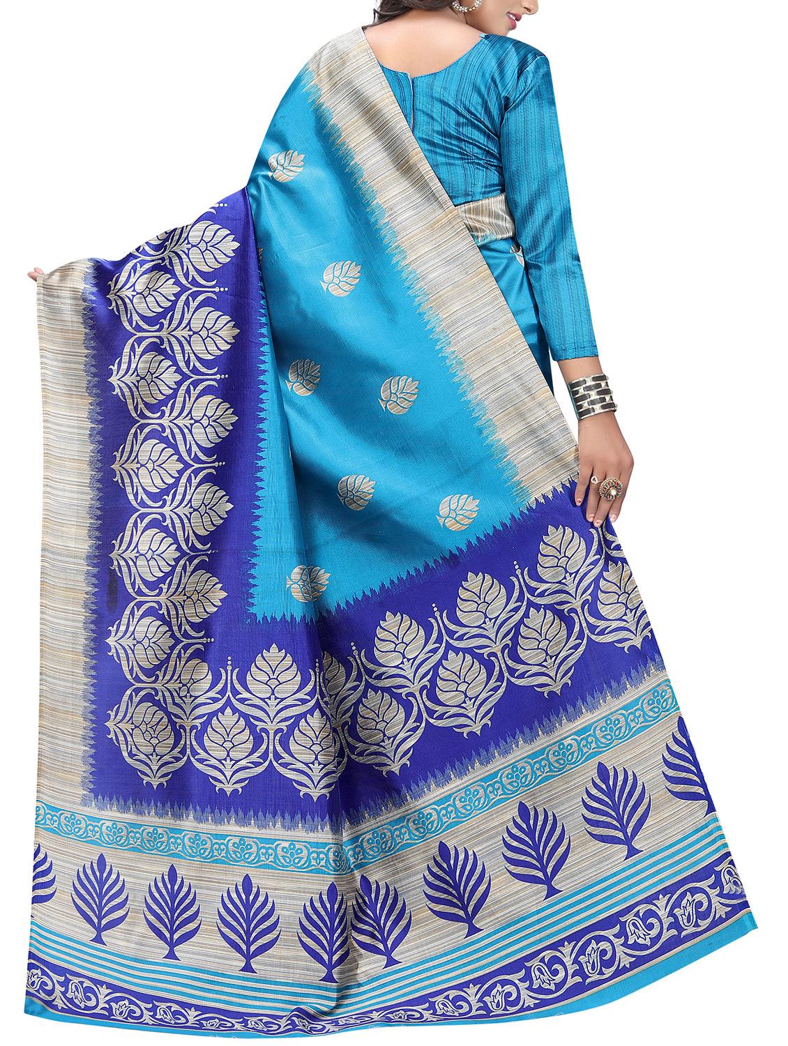 Printed mysore silk saree with blouse - 15518157 - Zoom Image - 2