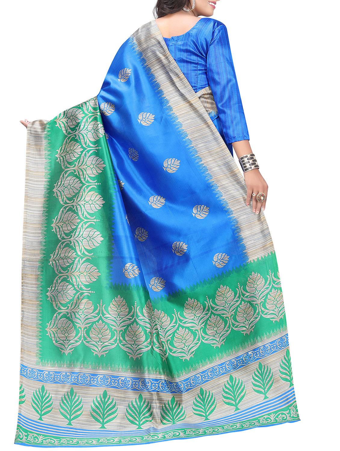 Printed mysore silk saree with blouse - 15518158 - Zoom Image - 2