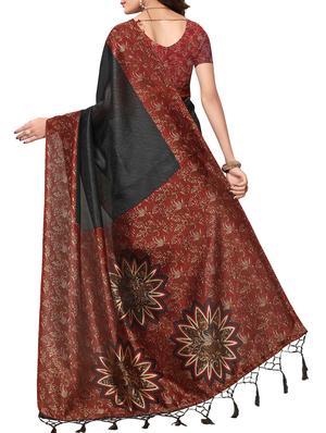 Contrast border mysore silk saree with blouse - 15518162 - Standard Image - 2