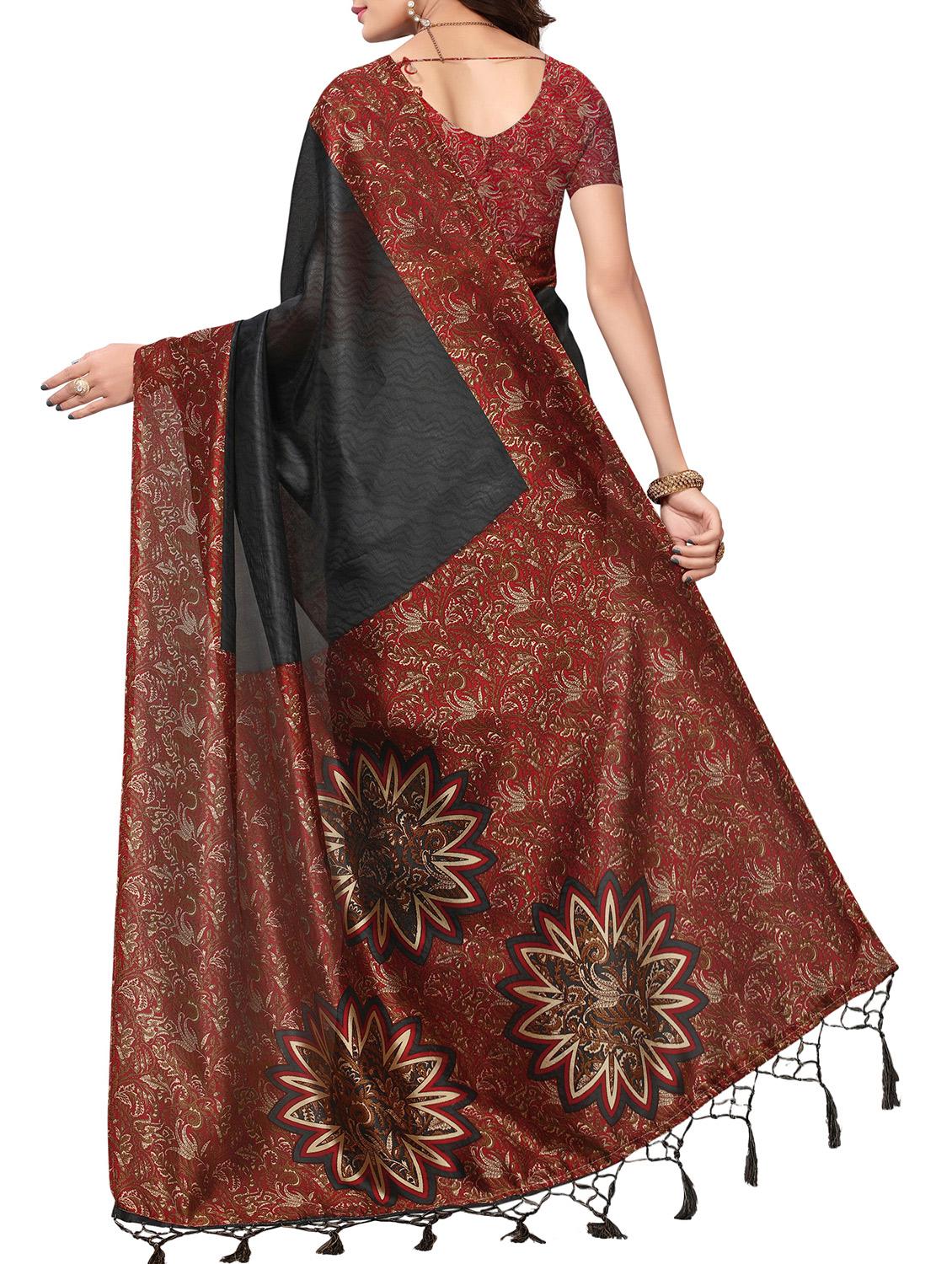 Contrast border mysore silk saree with blouse - 15518162 - Zoom Image - 2