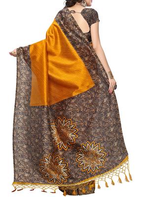 Contrast border mysore silk saree with blouse - 15518163 - Standard Image - 2
