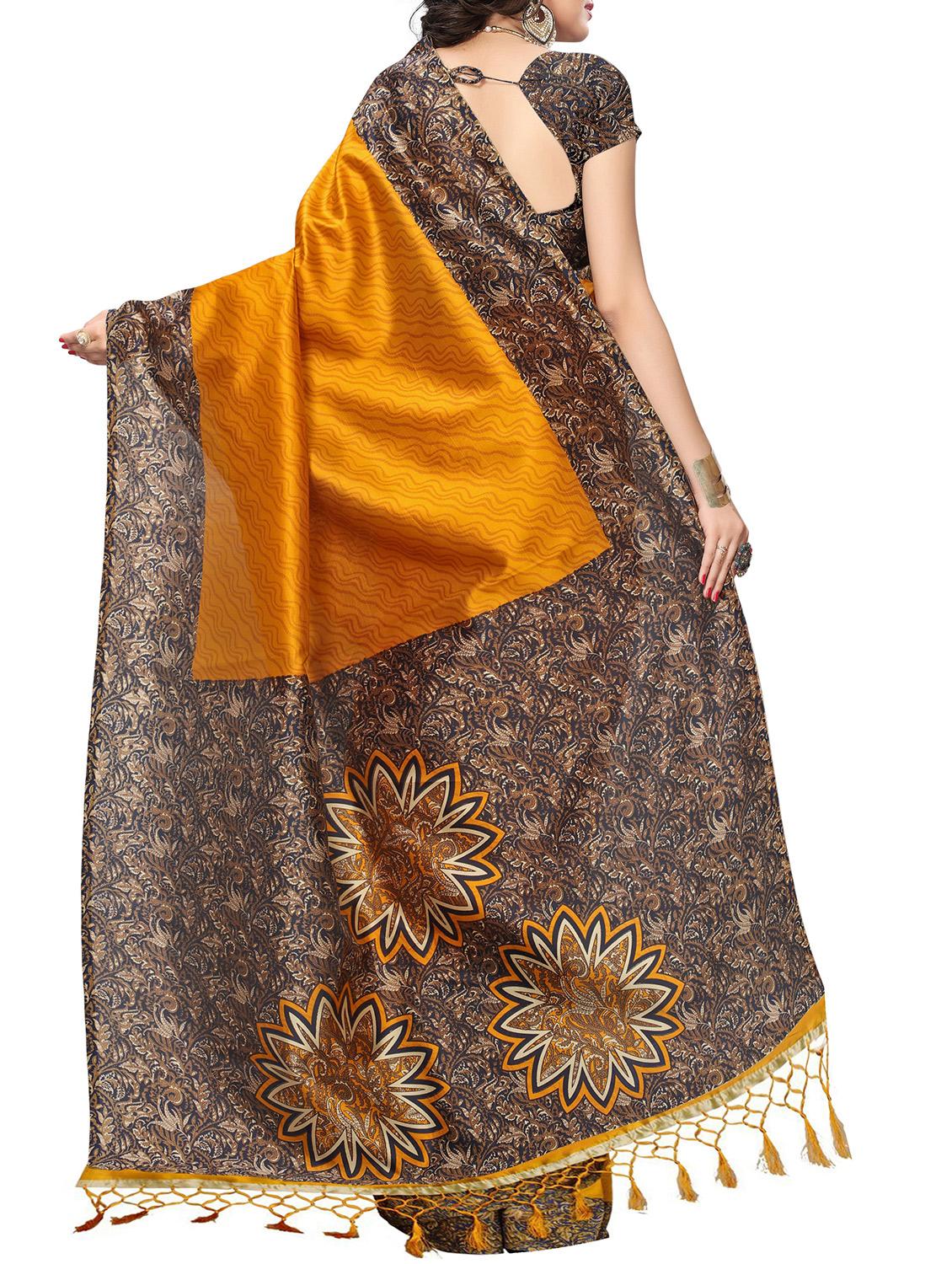 Contrast border mysore silk saree with blouse - 15518163 - Zoom Image - 2
