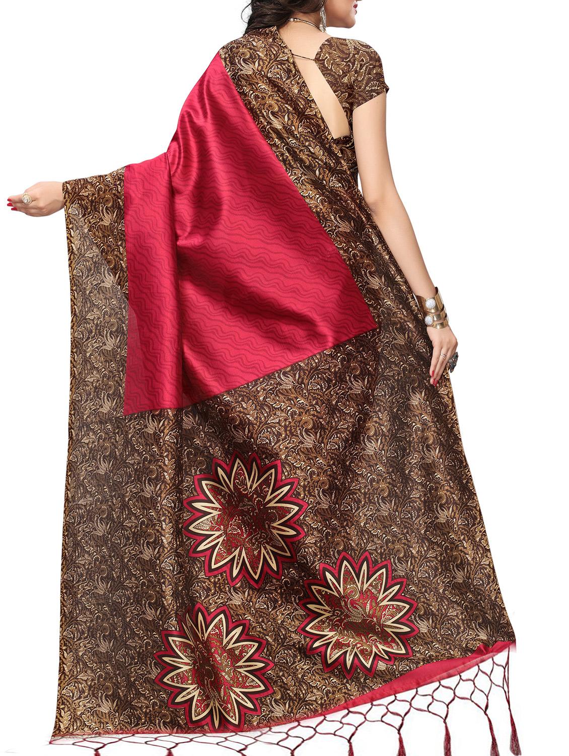 Contrast border mysore silk saree with blouse - 15518166 - Zoom Image - 2