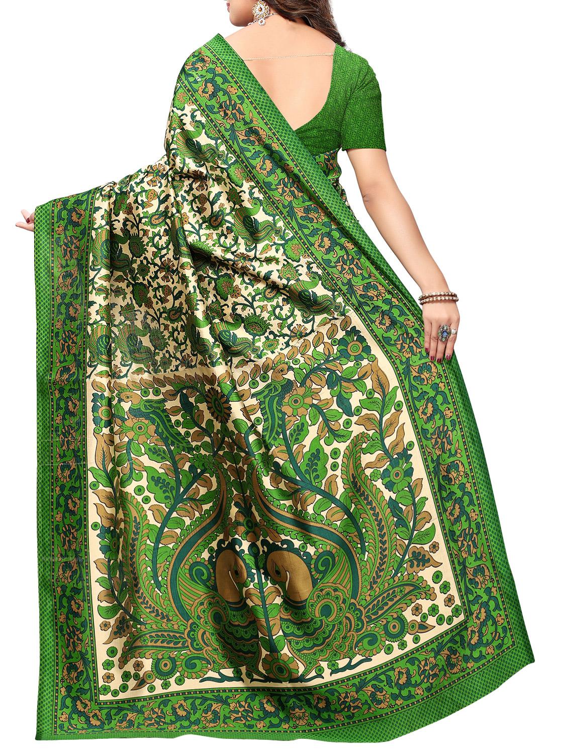Printed mysore silk saree with blouse - 15518170 - Zoom Image - 2