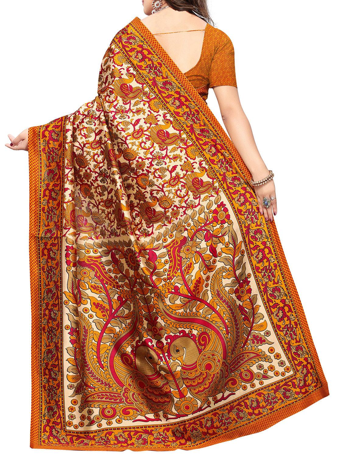 Printed mysore silk saree with blouse - 15518171 - Zoom Image - 2