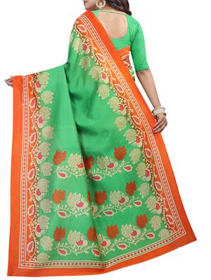 Contrast border mysore silk saree with blouse - 15518177 - Standard Image - 2