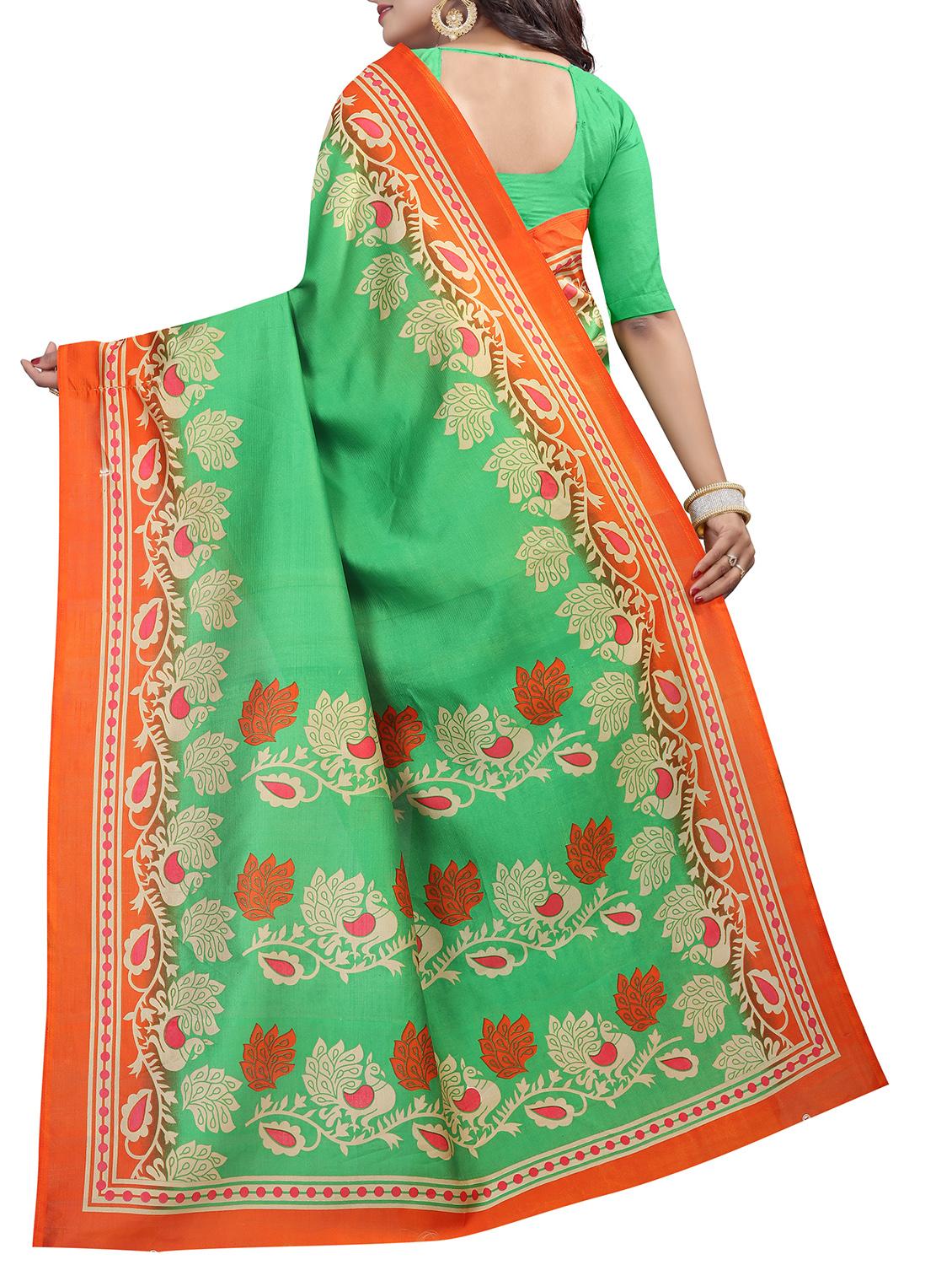 Contrast border mysore silk saree with blouse - 15518177 - Zoom Image - 2