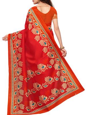 Printed border mysore silk saree with blouse - 15518179 - Standard Image - 2