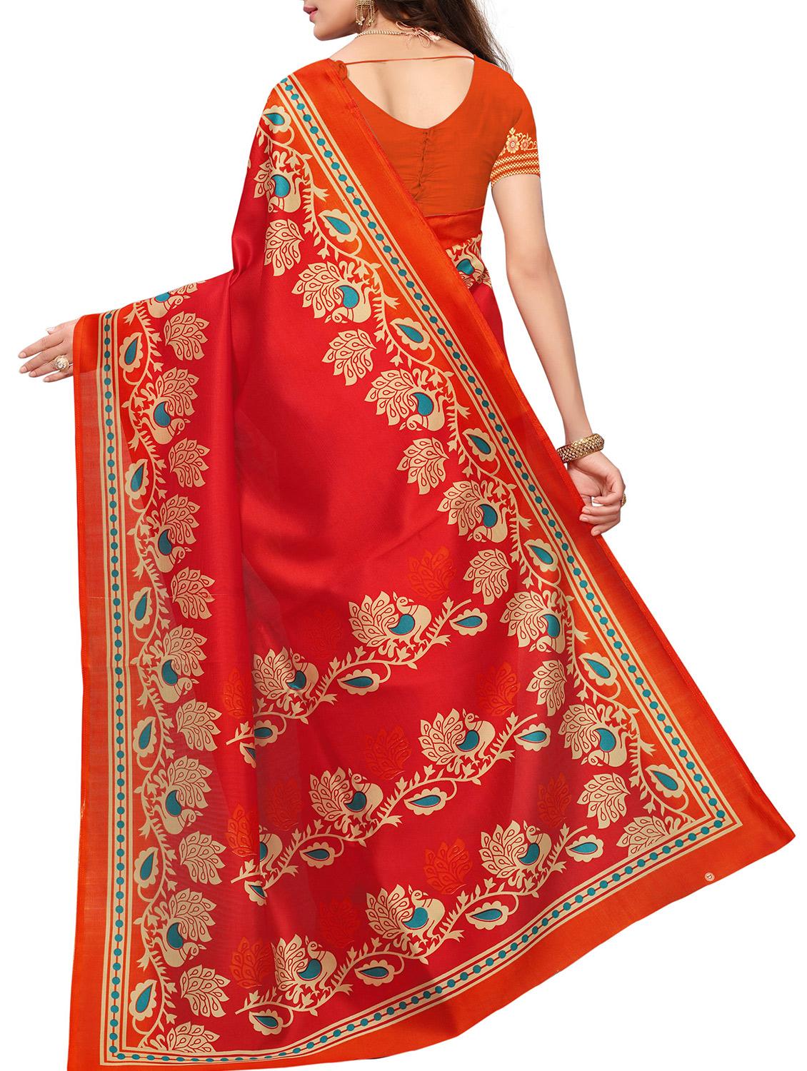 Printed border mysore silk saree with blouse - 15518179 - Zoom Image - 2