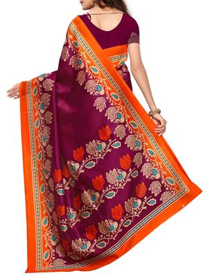 Contrast border mysore silk saree with blouse - 15518180 - Standard Image - 2