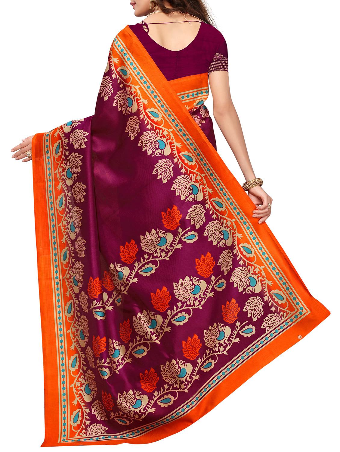 Contrast border mysore silk saree with blouse - 15518180 - Zoom Image - 2