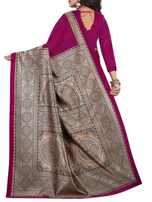 Contrast border mysore silk saree with blouse - 15518195 - Standard Image - 2