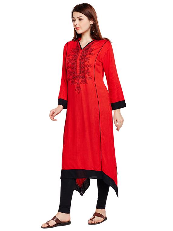 Asymmetrical embroidered kurta - 15518274 - Zoom Image - 2
