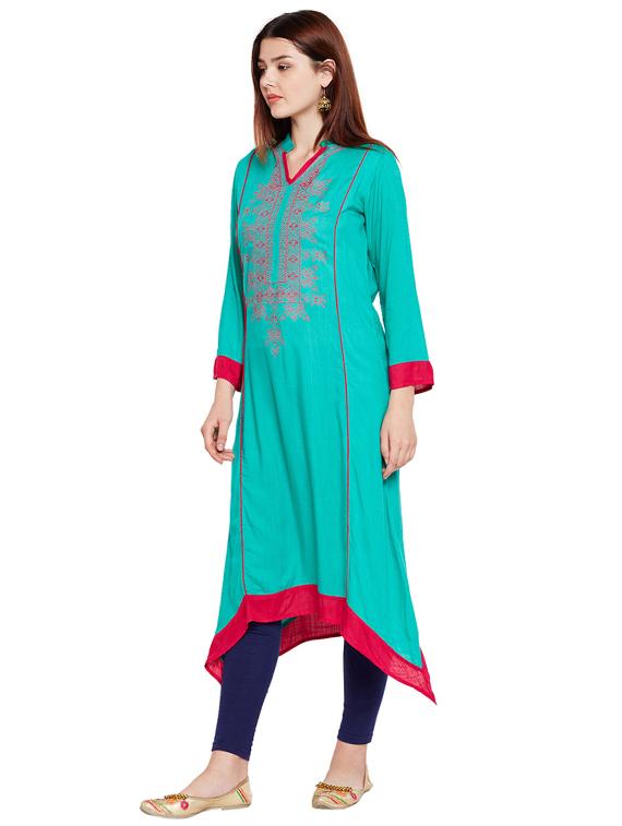 Asymmetric embroidered kurta - 15518278 - Zoom Image - 2