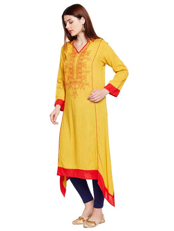 Asymmetric embroidered kurta - 15518279 - Zoom Image - 2