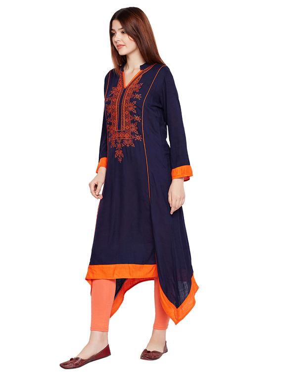 Asymmetric embroidered kurta - 15518280 - Zoom Image - 2