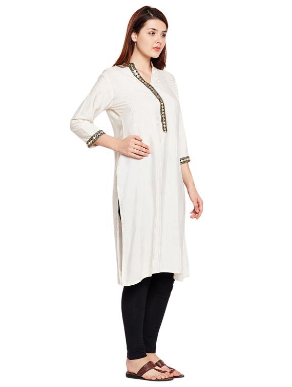 Mirror work pintucks kurta - 15518283 - Zoom Image - 2