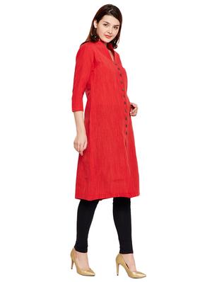 button fake placket a-line kurta - 15518290 - Standard Image - 2