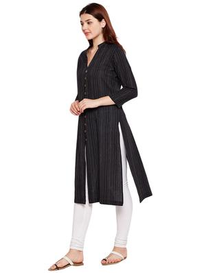 Button fake placket straight kurta - 15518292 - Standard Image - 2