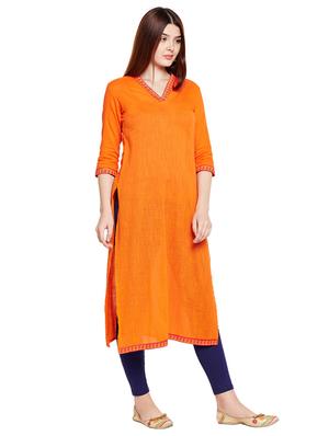Carrot straight patch neck kurta - 15518293 - Standard Image - 2