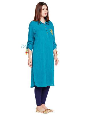 Tassels sleeves embroidered kurta - 15518296 - Standard Image - 2