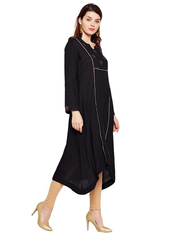Asymmetric block print kurta - 15518297 - Zoom Image - 2