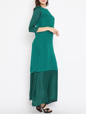 sheer side slit layer checkered dress - 15518344 - Standard Image - 2