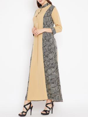 printed paneled maxi dress - 15518346 - Standard Image - 2