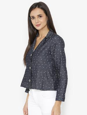 lapel collar printed blazer - 15518675 - Standard Image - 2