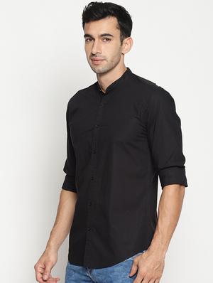 black cotton casual shirt - 15519460 - Standard Image - 2