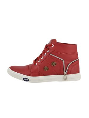 red leatherette lace up sneakers - 15519548 - Standard Image - 2
