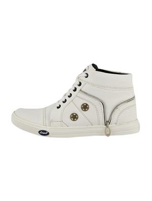 white leatherette lace up sneakers - 15519551 - Standard Image - 2