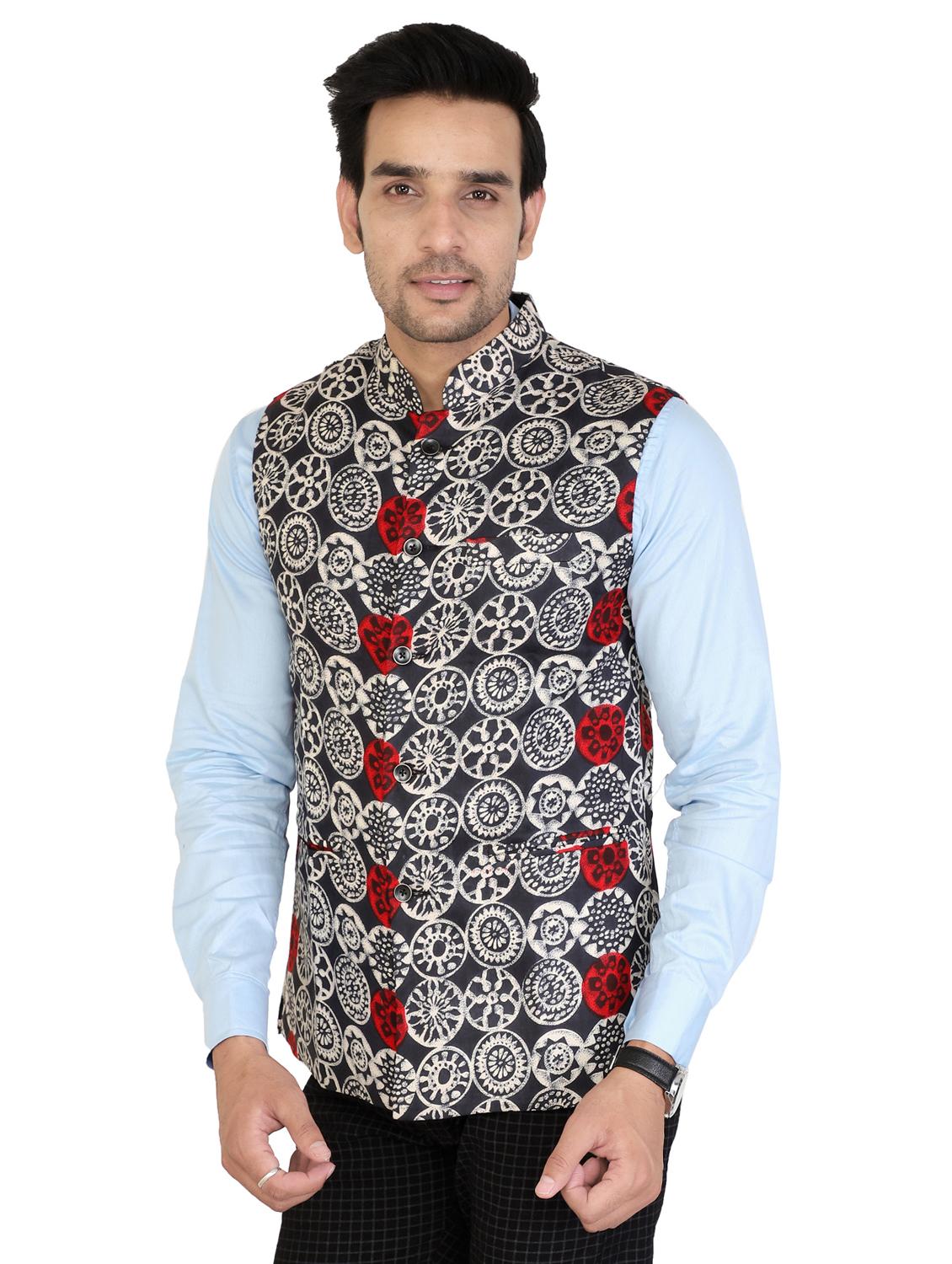 black cotton nehru jacket - 15520119 - Zoom Image - 2