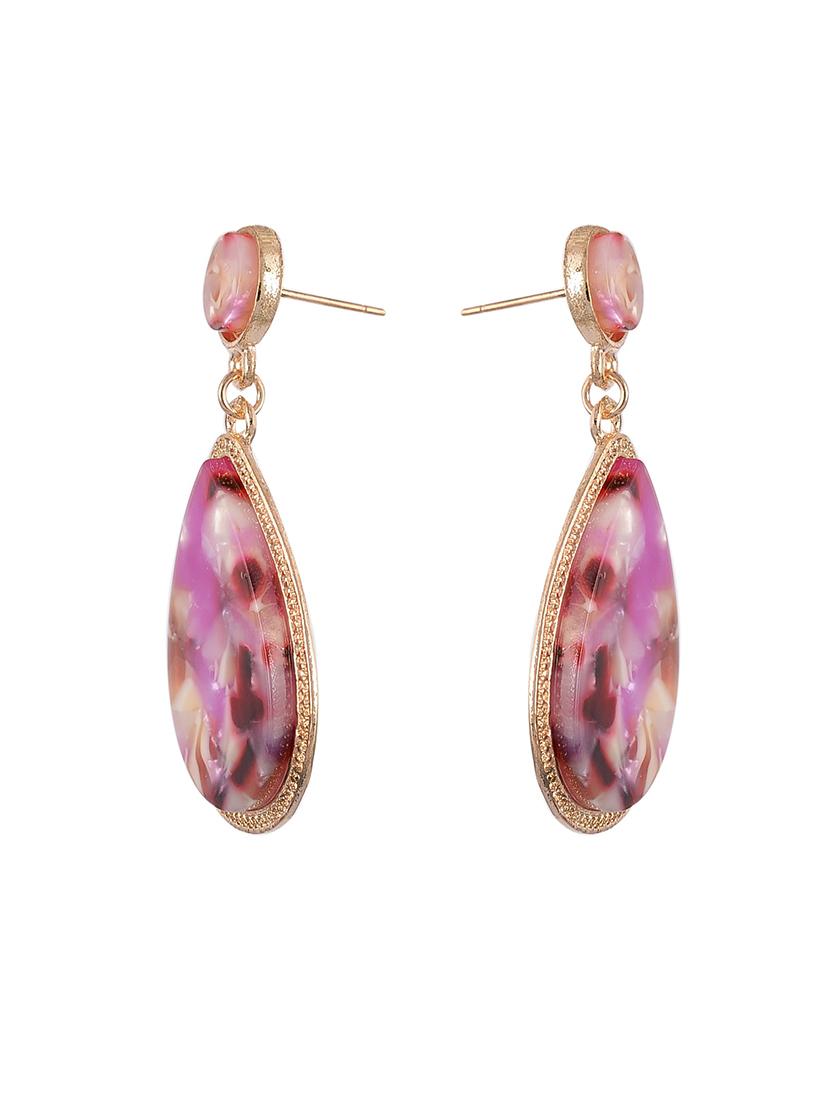 pink gold tone stone earrings - 15521773 - Zoom Image - 2