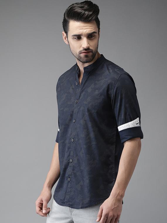 navy blue cotton casual shirt - 15521930 - Zoom Image - 2