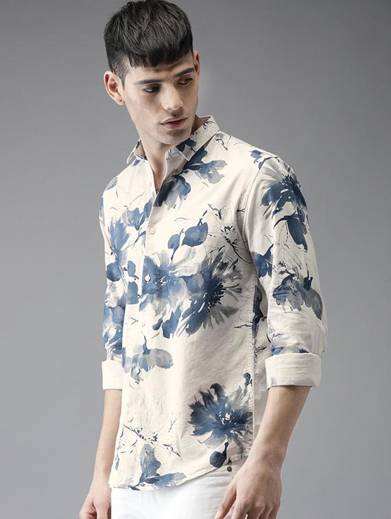 beige cotton linen casual shirt - 15521955 - Zoom Image - 2