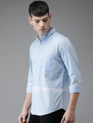 blue cotton casual shirt - 15521963 - Standard Image - 2