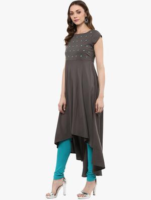 high low embroidered kurta - 15523820 - Standard Image - 2