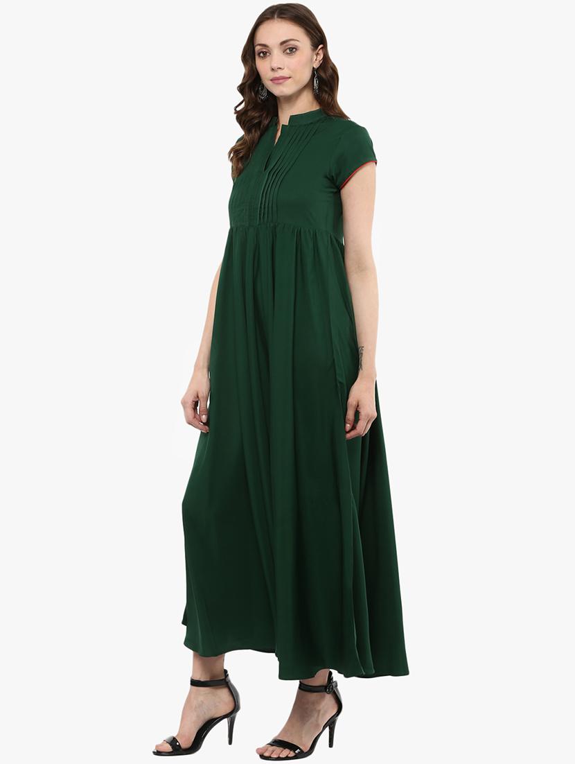 pin-tucked flared maxi dress - 15523850 - Zoom Image - 2