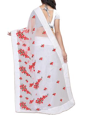 Floral embroidered saree with blouse - 15524856 - Standard Image - 2
