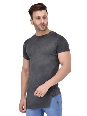 grey cotton asymmetric t-shirt - 15525644 - Standard Image - 2
