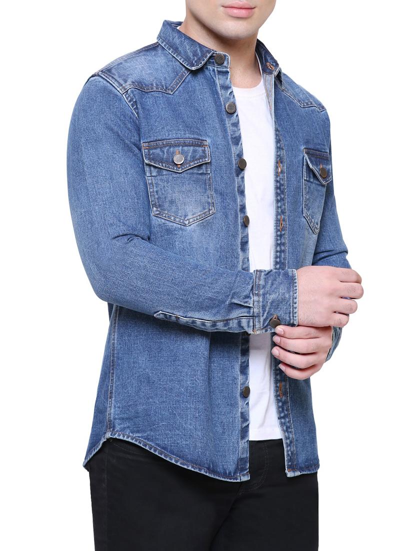 blue denim casual shirt - 15528711 - Zoom Image - 2