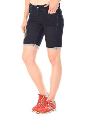 roll-up hem metallic patch shorts - 15532539 - Standard Image - 2