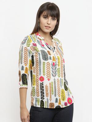 mandarin neck printed top - 15533804 - Standard Image - 2