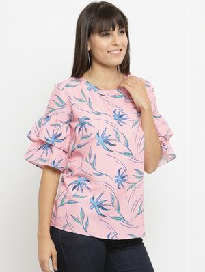 layered sleeve printed top - 15533818 - Standard Image - 2