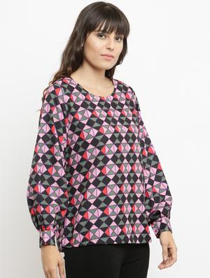 long sleeved geometric print top - 15533845 - Standard Image - 2